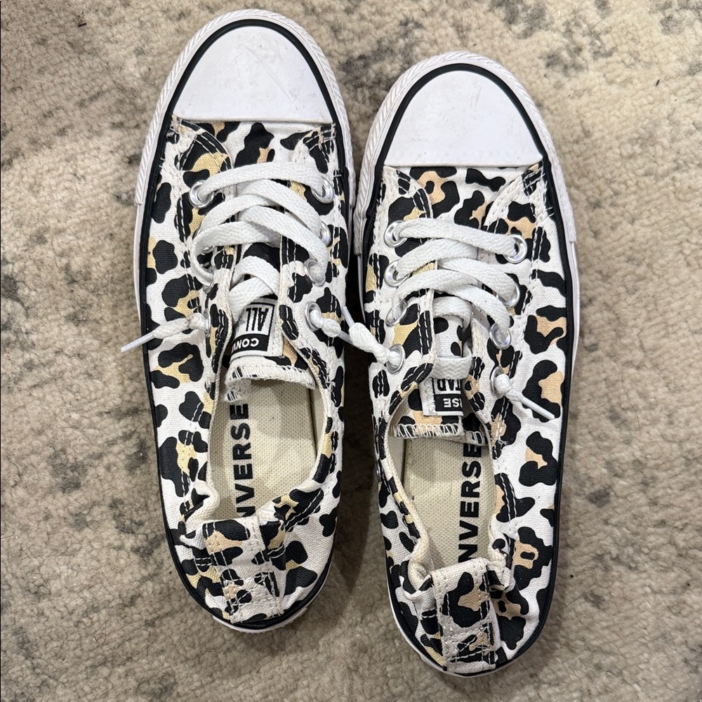 Converse Women's Sneakers with Leopard Print - Black, White, and Tan